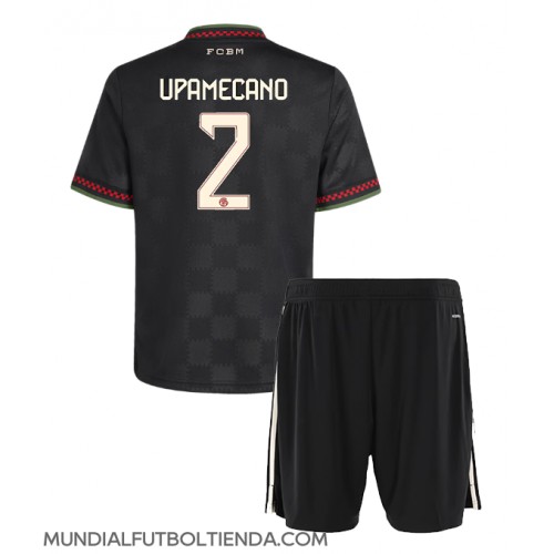 Camiseta Bayern Munich Dayot Upamecano #2 Tercera Equipación Replica 2025-26 para niños mangas cortas (+ Pantalones cortos)